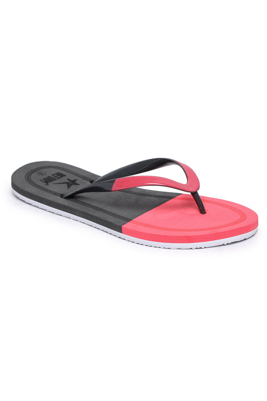 Red Solid Rubber Slip On Casual Slippers For Women