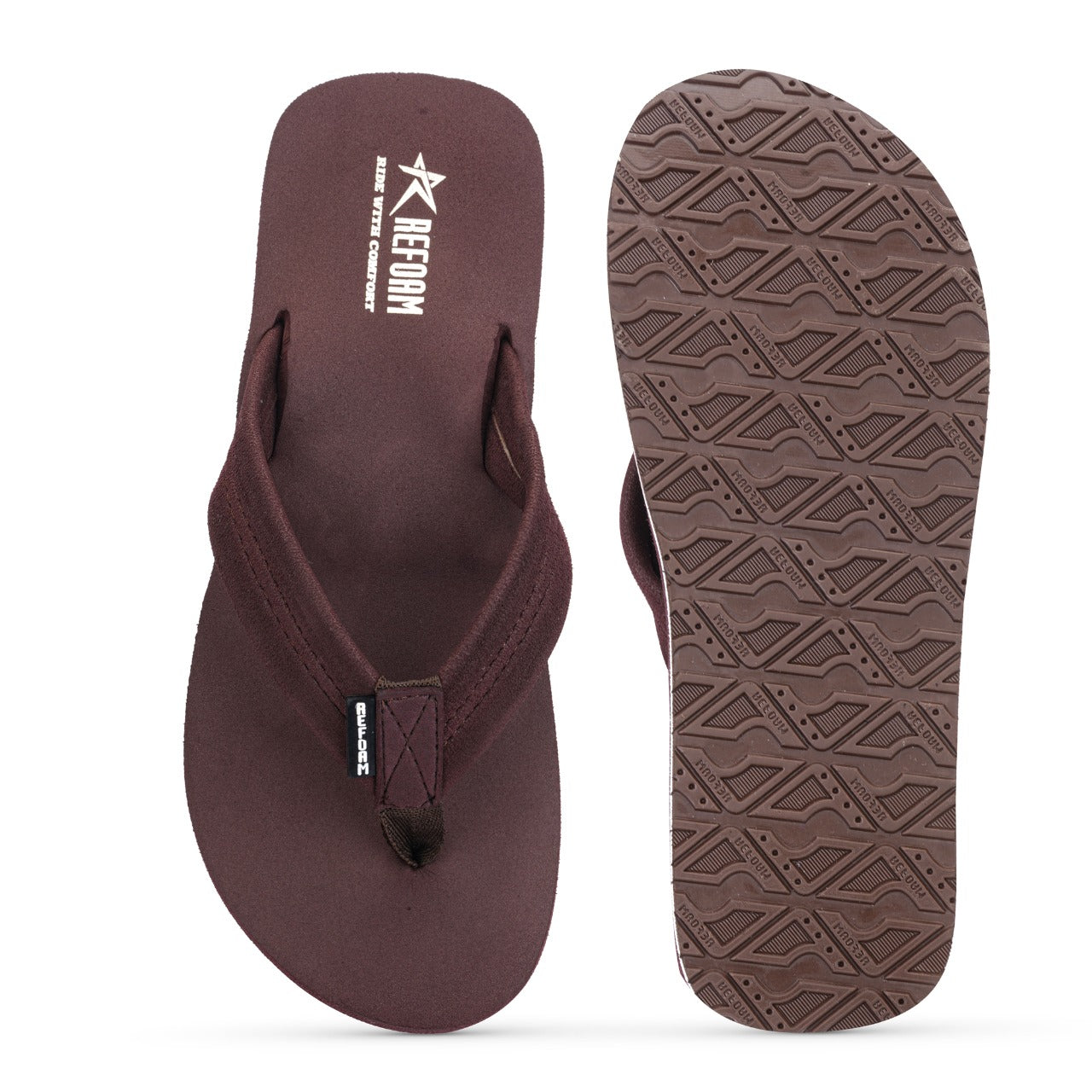Brown Solid Rubber Slip On Casual Slippers For Men