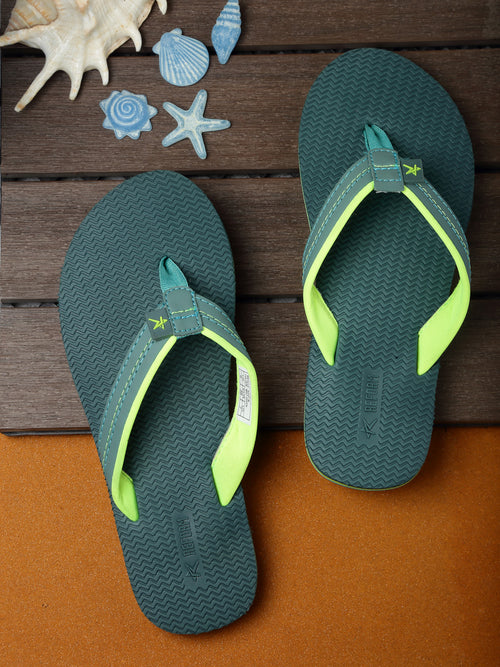 Green Solid Fabric Slip On Casual Slippers For Women