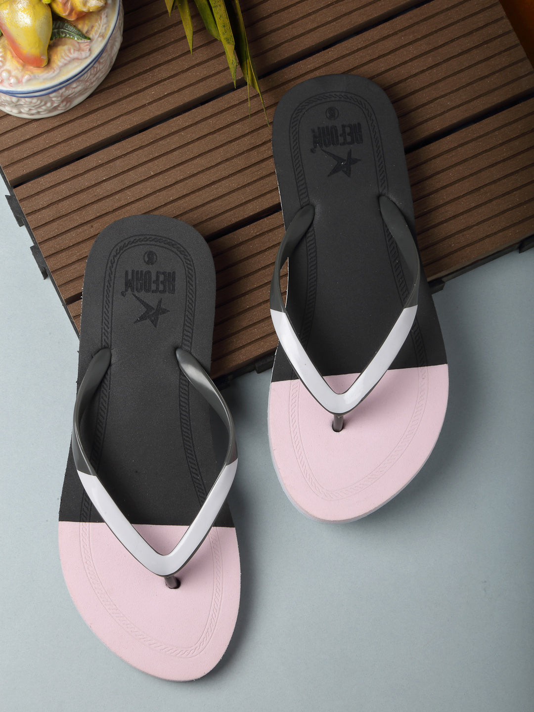 Pink Solid Rubber Slip On Casual Slippers For Women