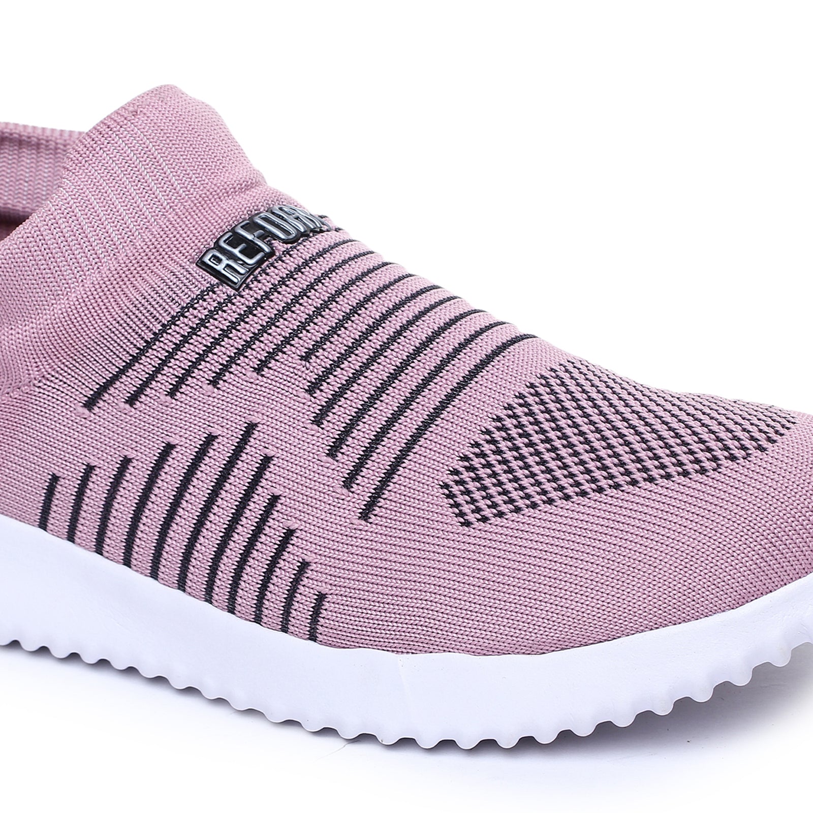 Pink Solid Mesh Slip On Running Sport Shoes For Women