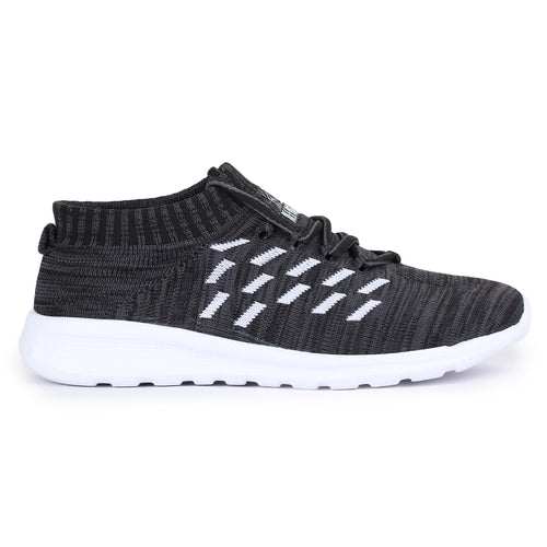 Load image into Gallery viewer, Black Solid Mesh Lace Up Running Sport Shoes For Men
