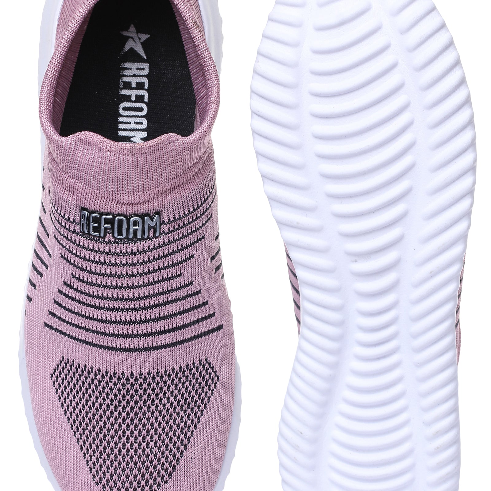 Pink Solid Mesh Slip On Running Sport Shoes For Women