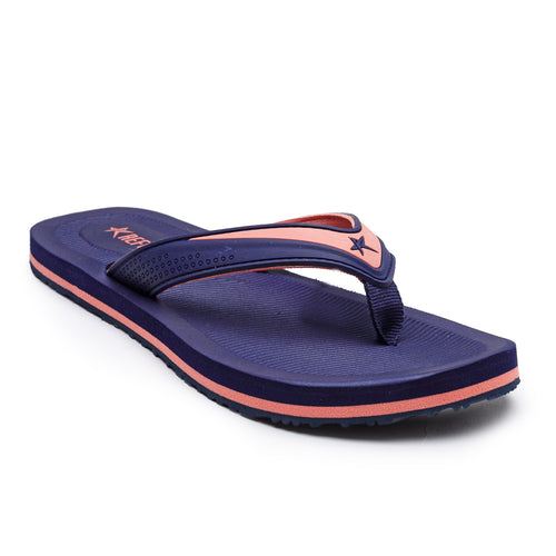 Load image into Gallery viewer, Navy Blue &amp; Peach Solid Rubber Slip On Casual Slippers For Women
