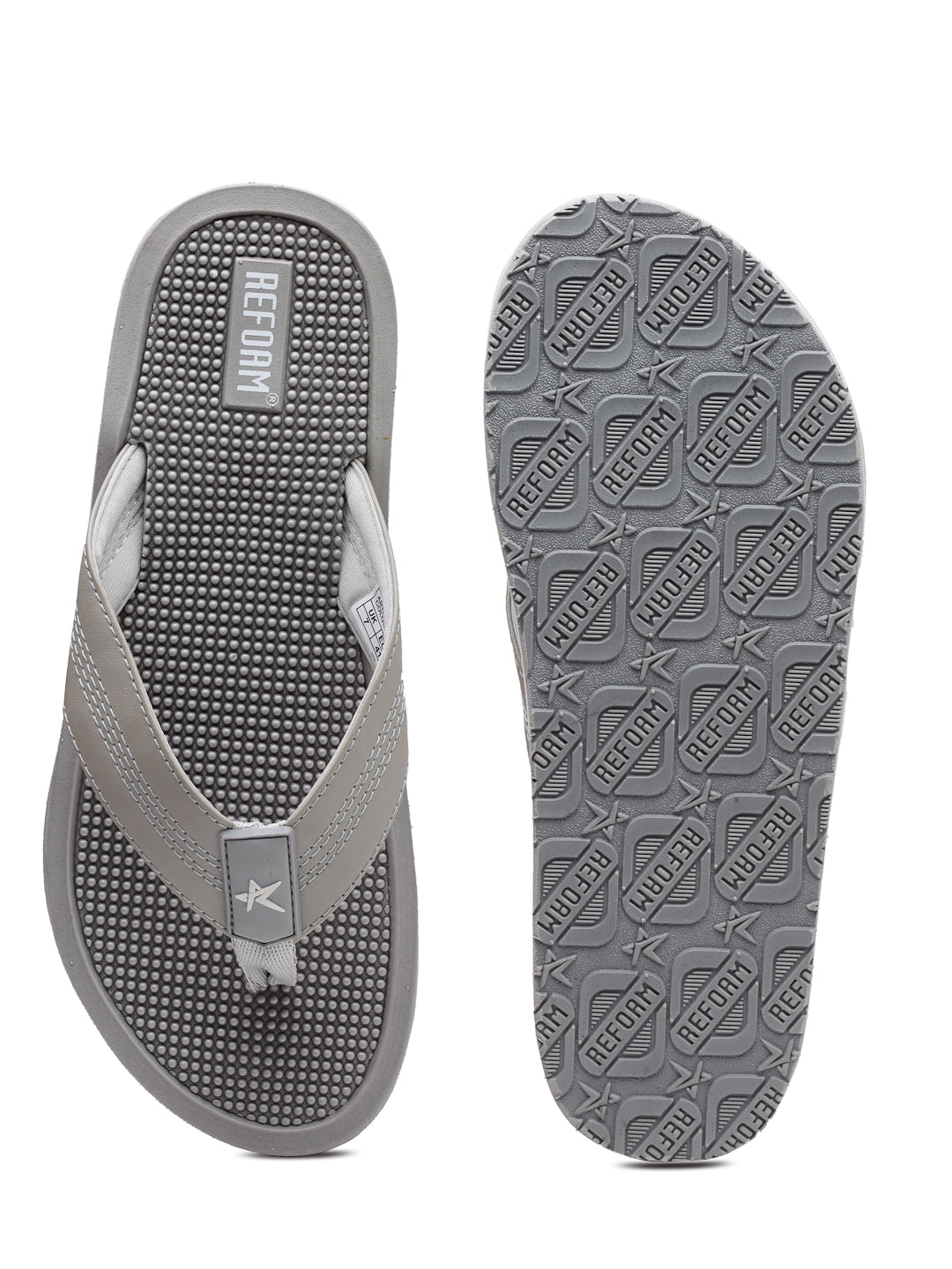 Light Grey Solid Rubber Slip On Casual Slippers For Men