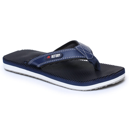 Load image into Gallery viewer, Navy Blue Solid Fabric Slip On Casual Slippers For Men

