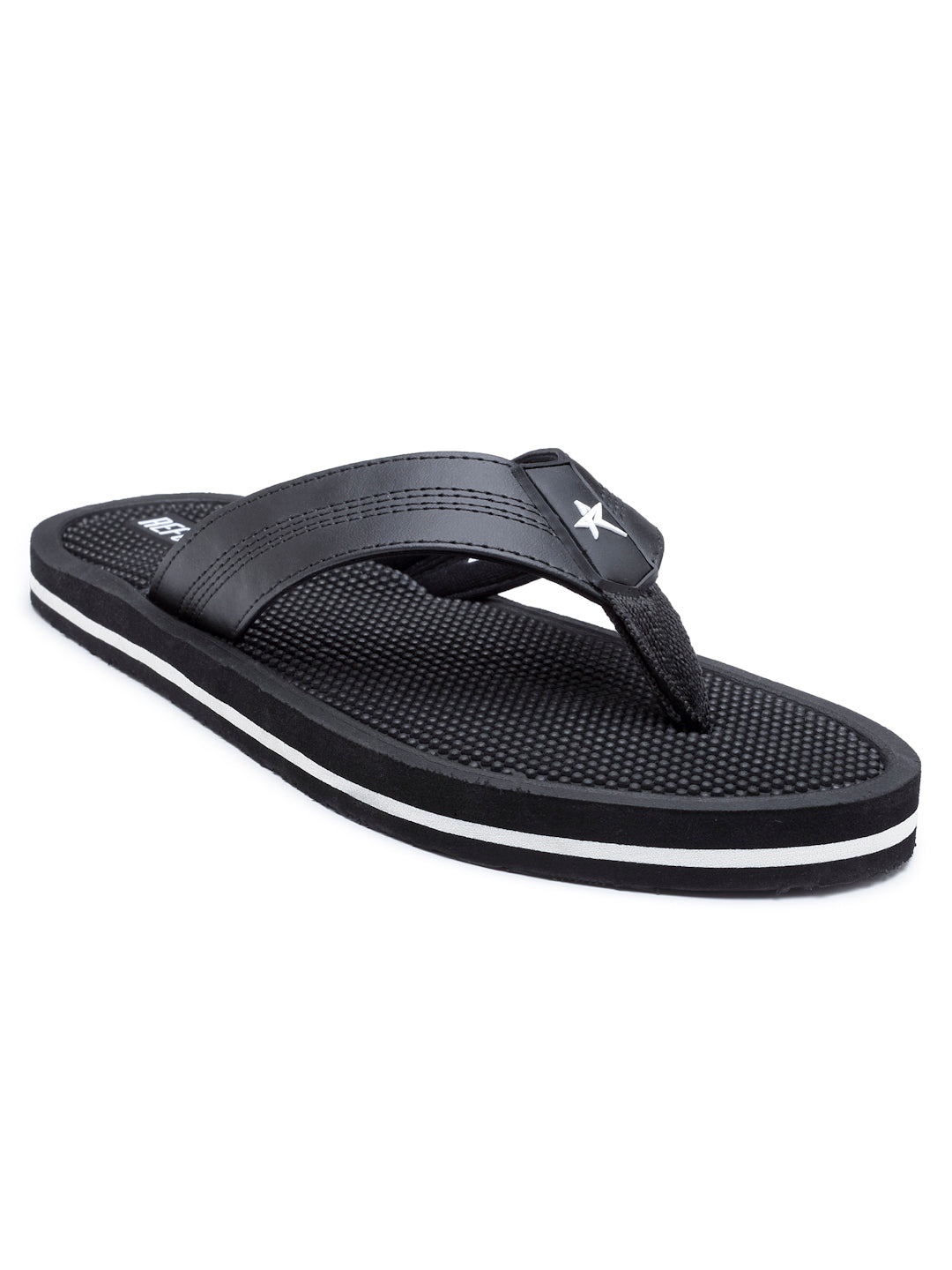Black Solid EVA Rubber Slip On Casual Slippers For Men