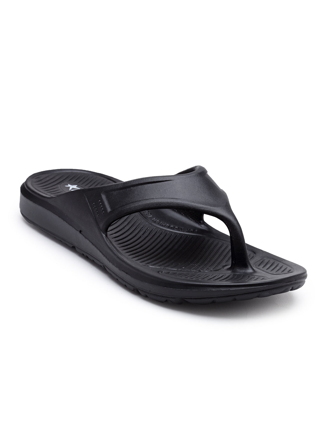 BLACK Solid EVA Rubber Slip On Casual Slippers For Men