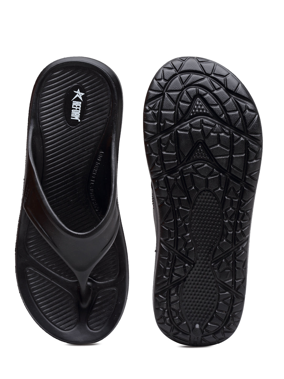 BLACK Solid EVA Rubber Slip On Casual Slippers For Men