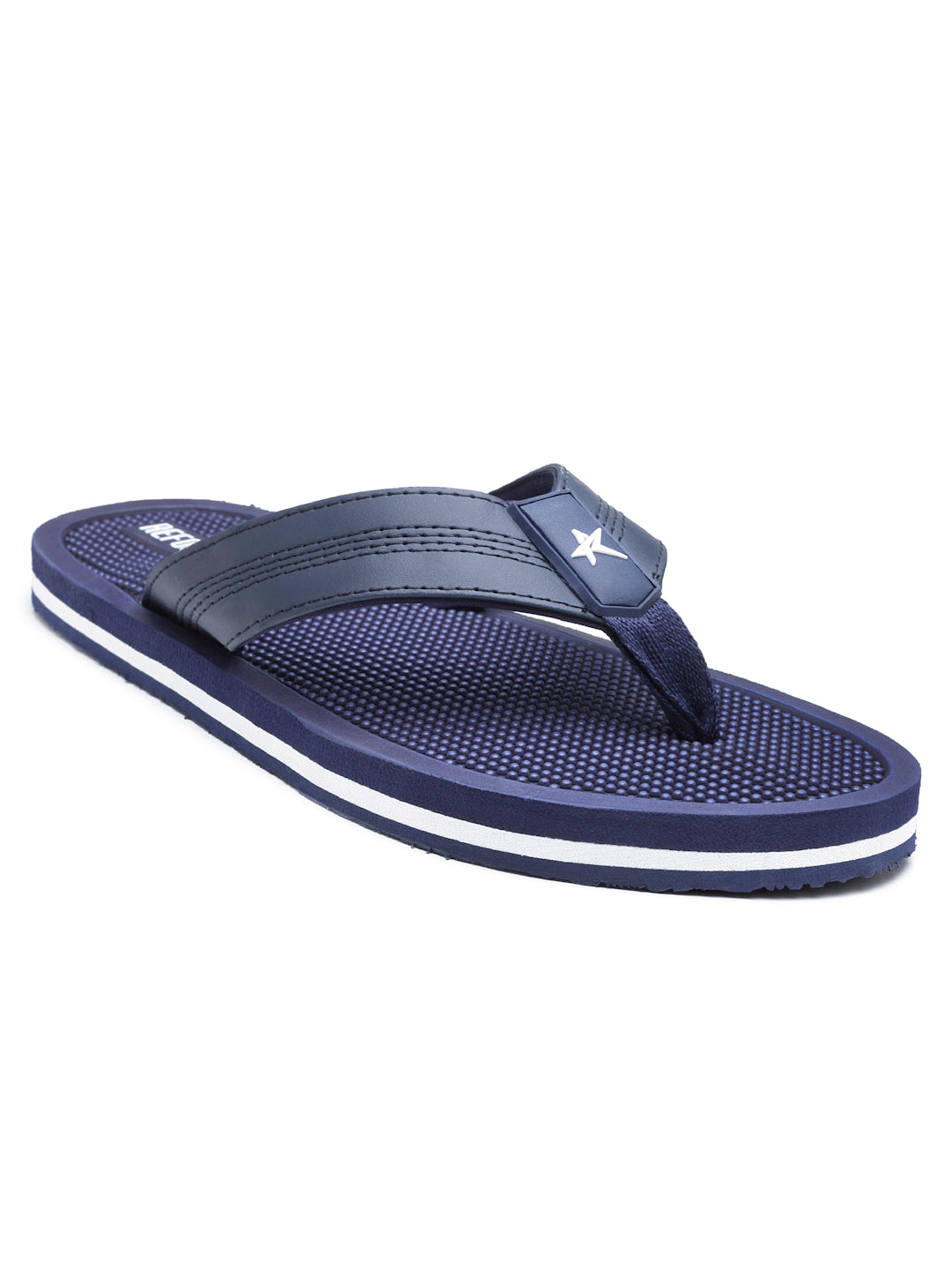 Blue Solid EVA Rubber Slip On Casual Slippers For Men
