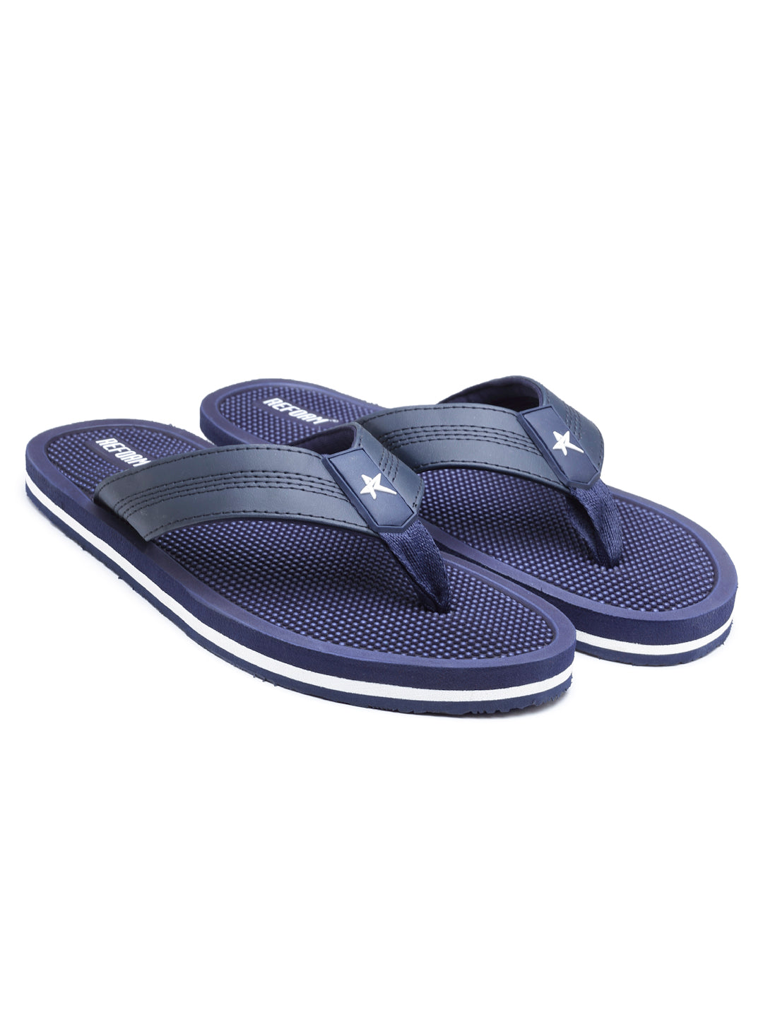 Blue Solid EVA Rubber Slip On Casual Slippers For Men