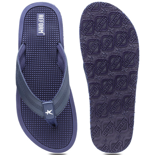 Load image into Gallery viewer, Navy Blue Solid Rubber Slip On Casual Slippers For Men
