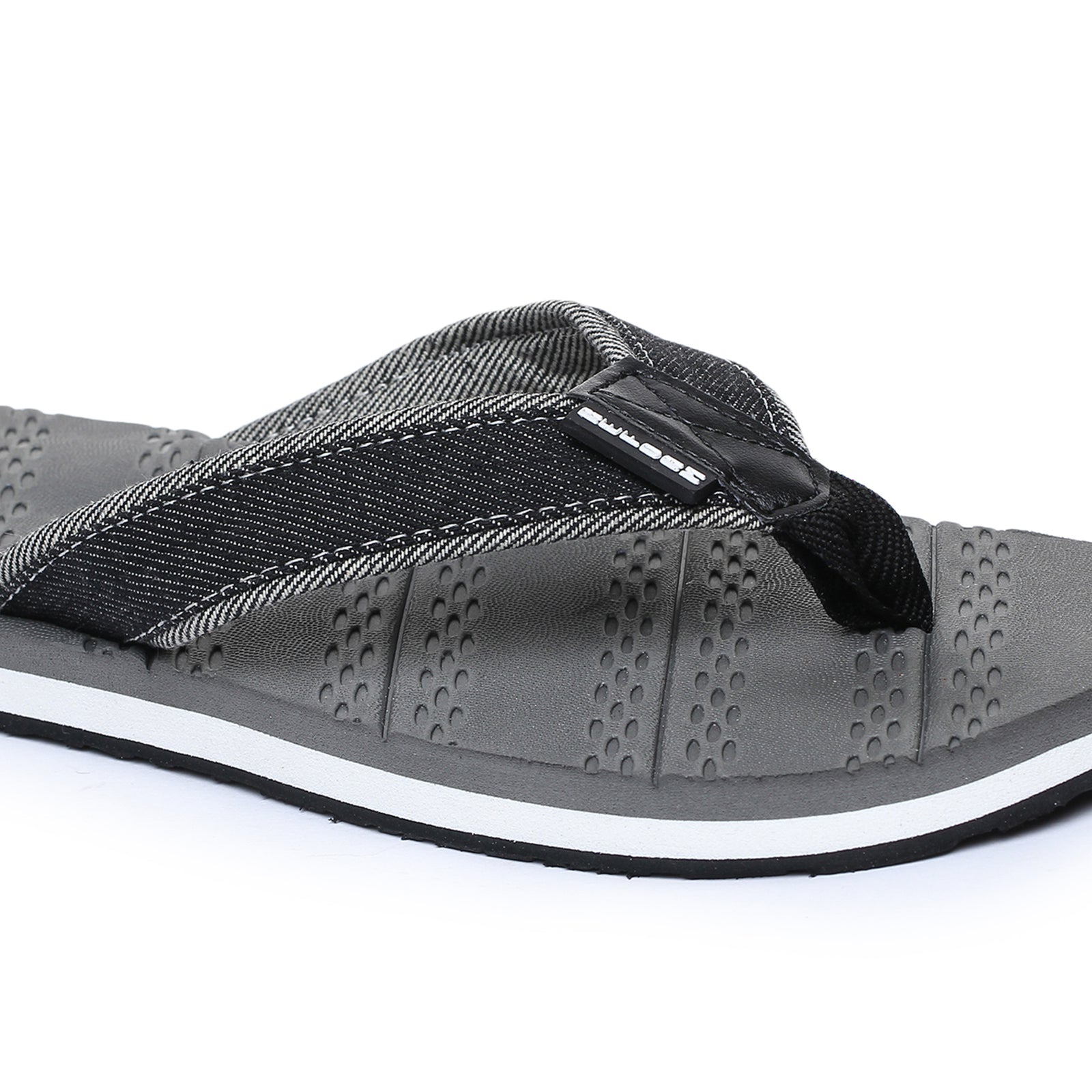 Grey Solid Fabric Slip On Casual Slippers For Men
