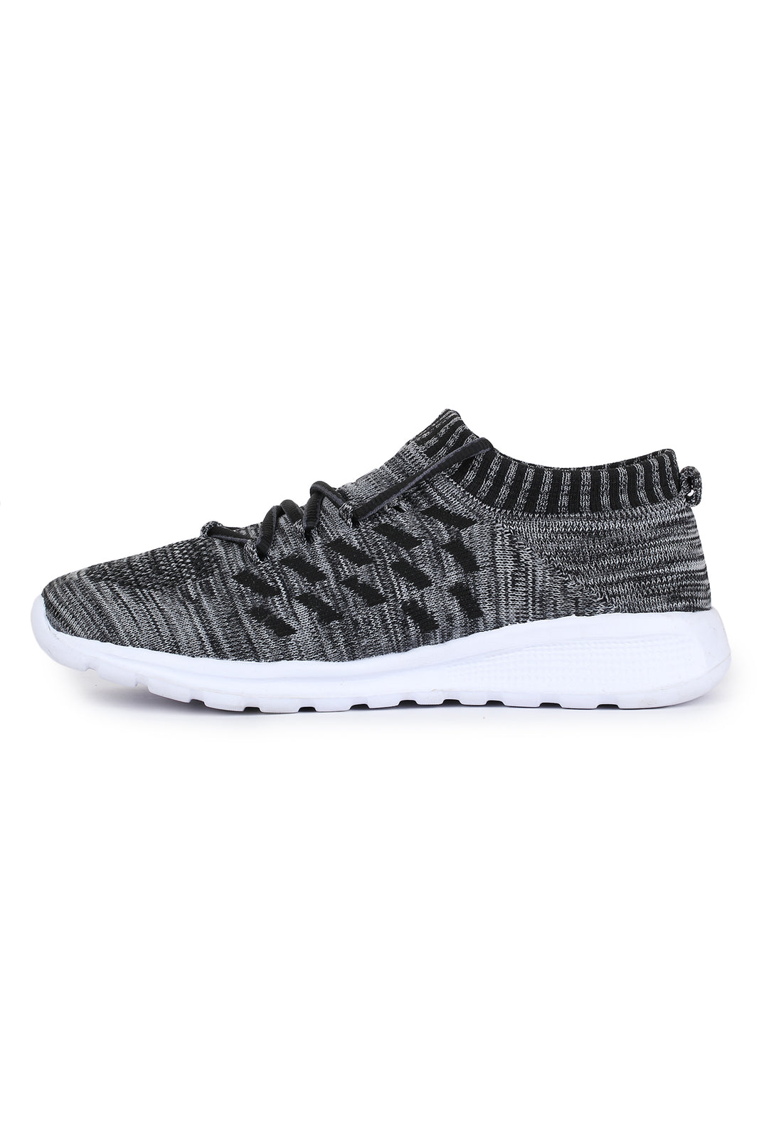 Grey Solid Mesh Lace Up Running Sport Shoes For Men