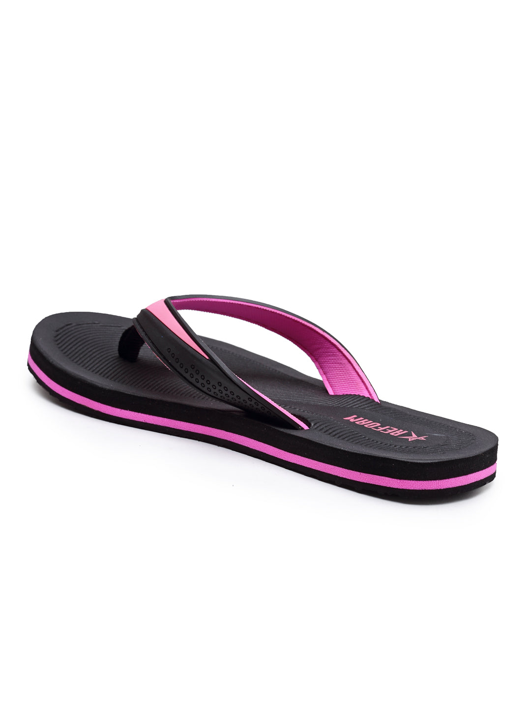 Dark Grey & Pink Solid Rubber Slip On Casual Slippers For Women
