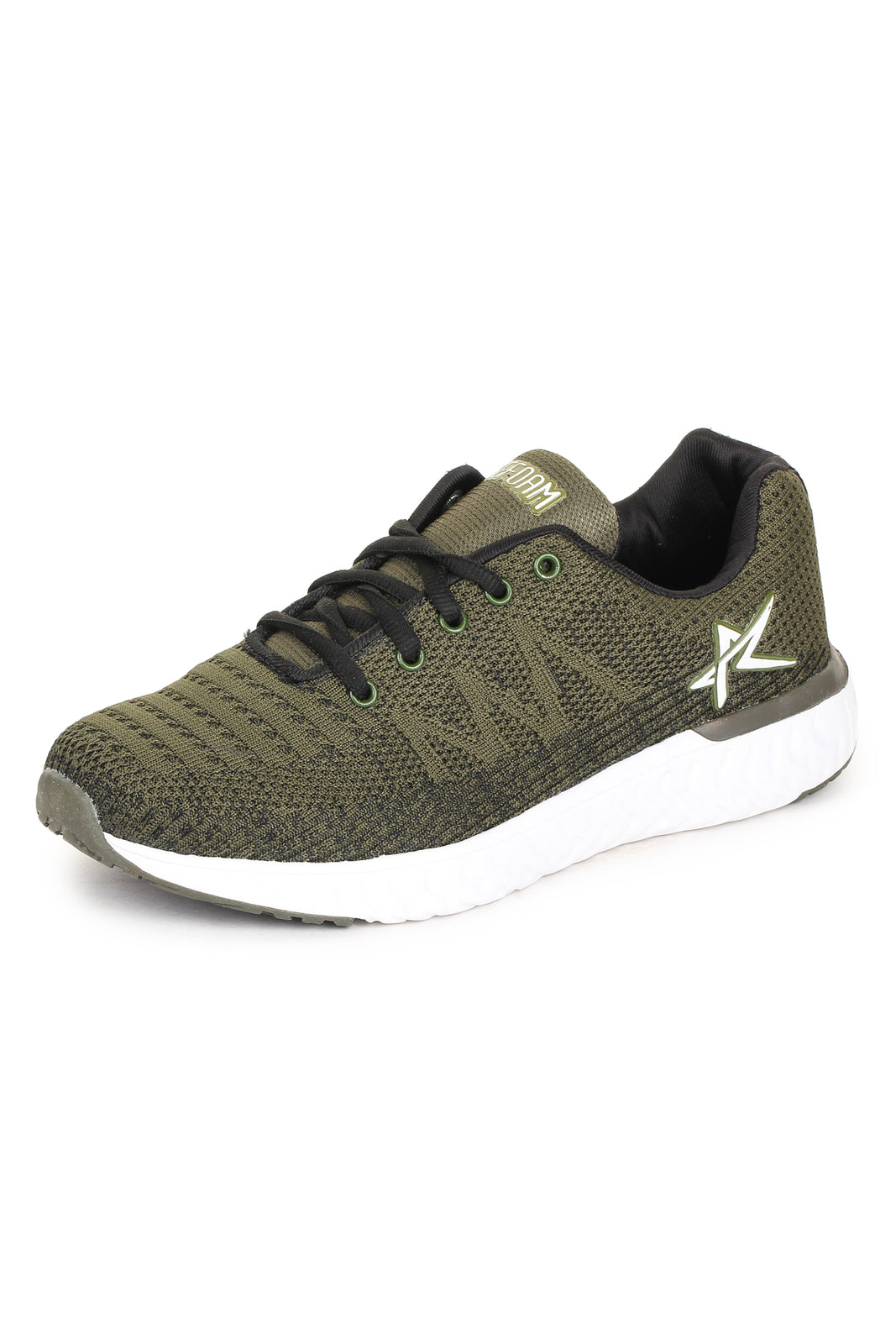 Olive Solid Mesh Lace Up Running Sport Shoes For Men