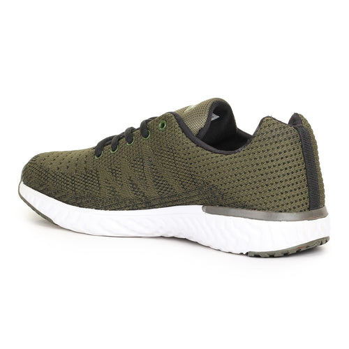 Load image into Gallery viewer, Olive Solid Mesh Lace Up Running Sport Shoes For Men
