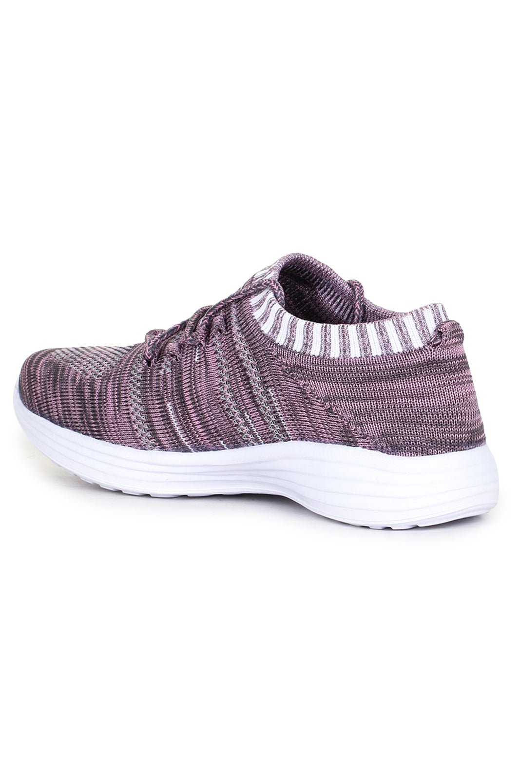 Grey Solid Mesh Lace Up Sports Shoes For Women