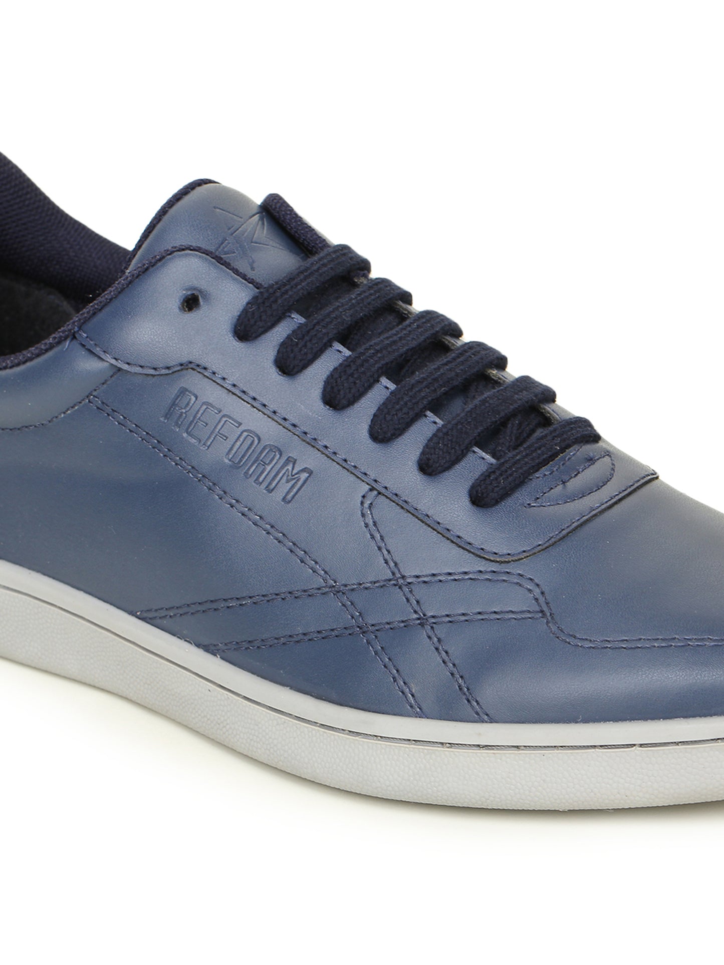 Navy Blue Solid Fabric Lace Up Lifestyle Casual Shoes For Men