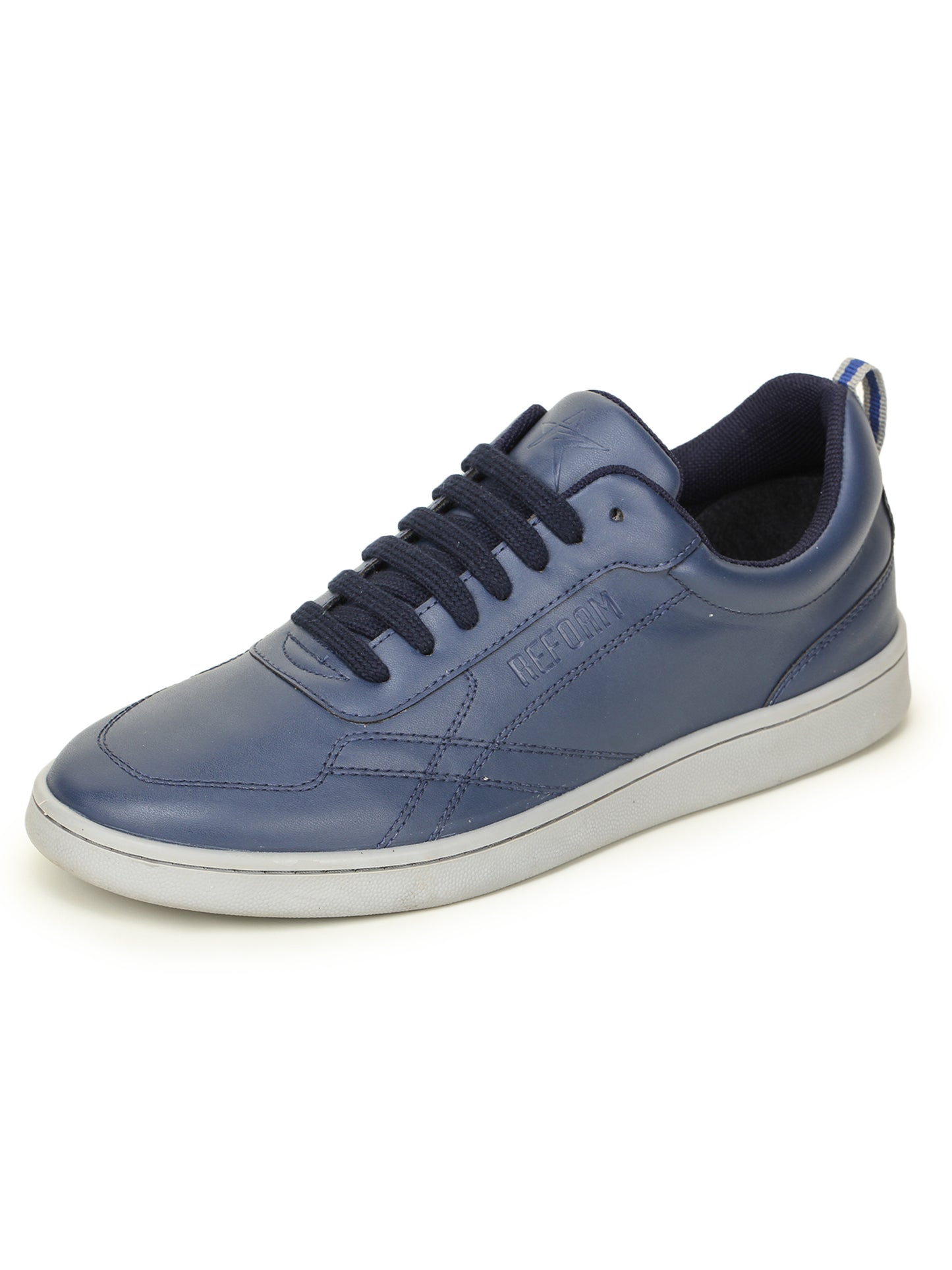 Navy Blue Solid Fabric Lace Up Lifestyle Casual Shoes For Men