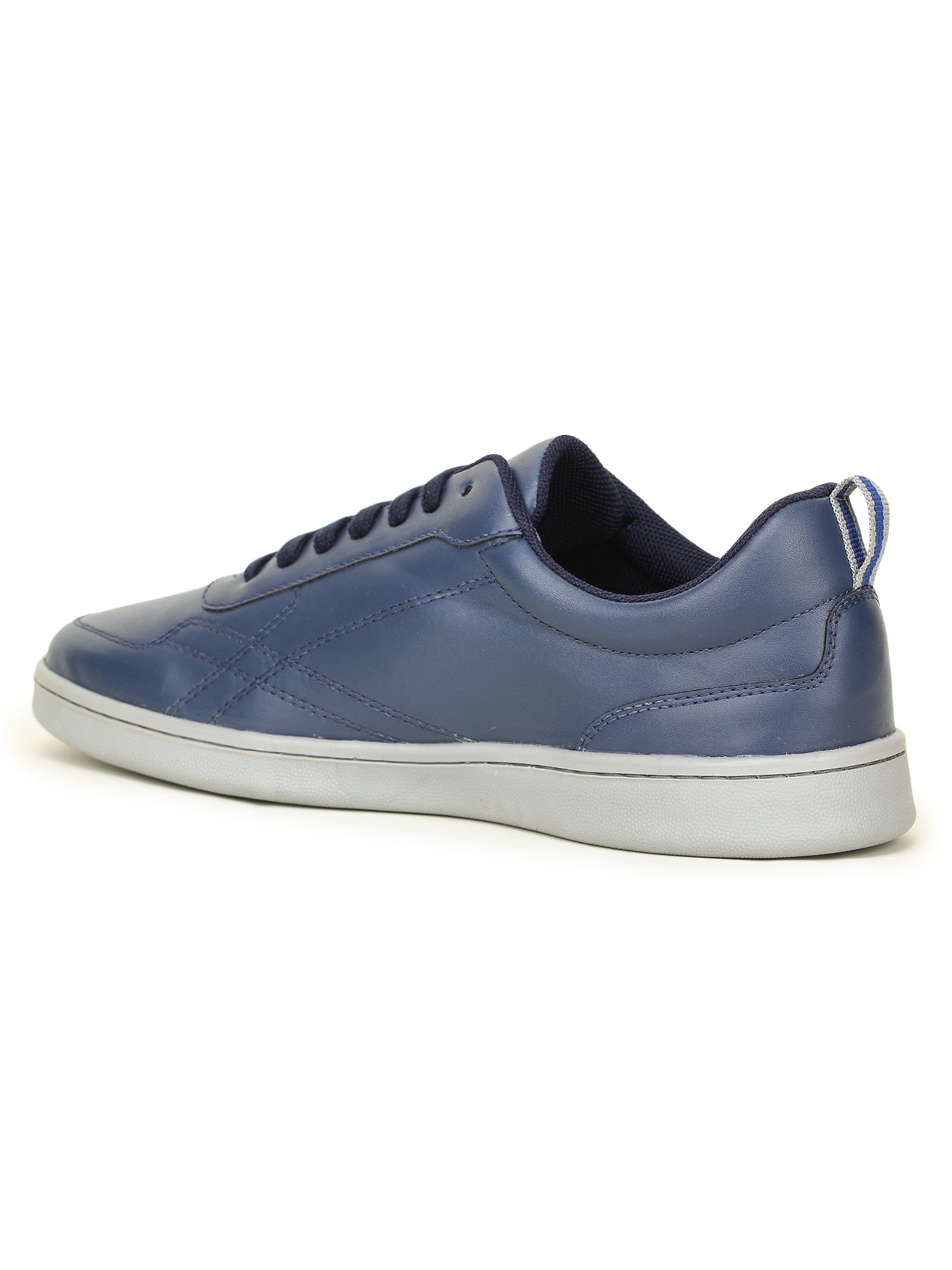 Navy Blue Solid Fabric Lace Up Lifestyle Casual Shoes For Men