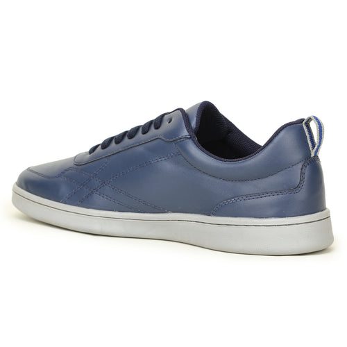 Load image into Gallery viewer, Navy Blue Solid Fabric Lace Up Lifestyle Casual Shoes For Men
