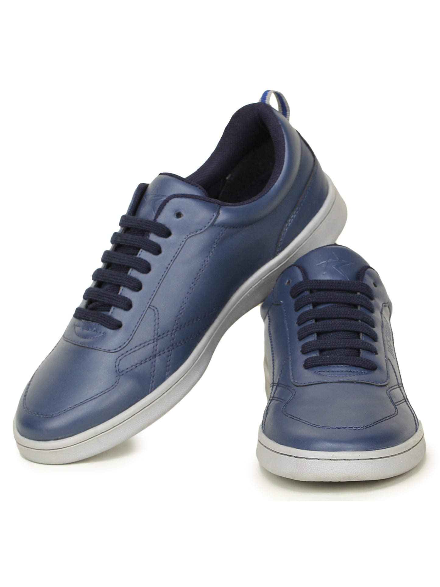 Navy Blue Solid Fabric Lace Up Lifestyle Casual Shoes For Men