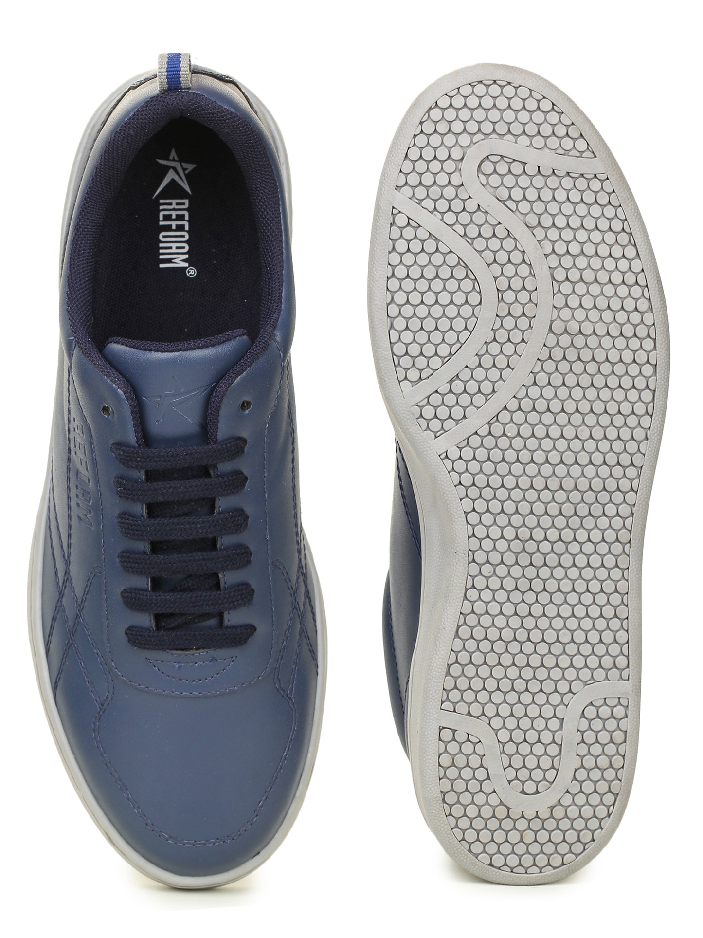 Navy Blue Solid Fabric Lace Up Lifestyle Casual Shoes For Men