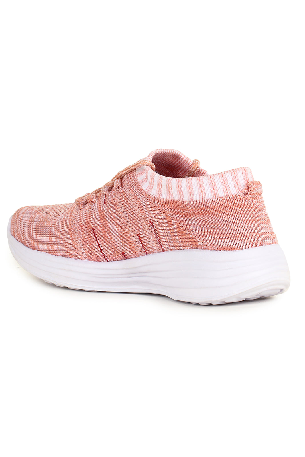 Pink Solid Mesh Lace Up Running Sport Shoes For Women