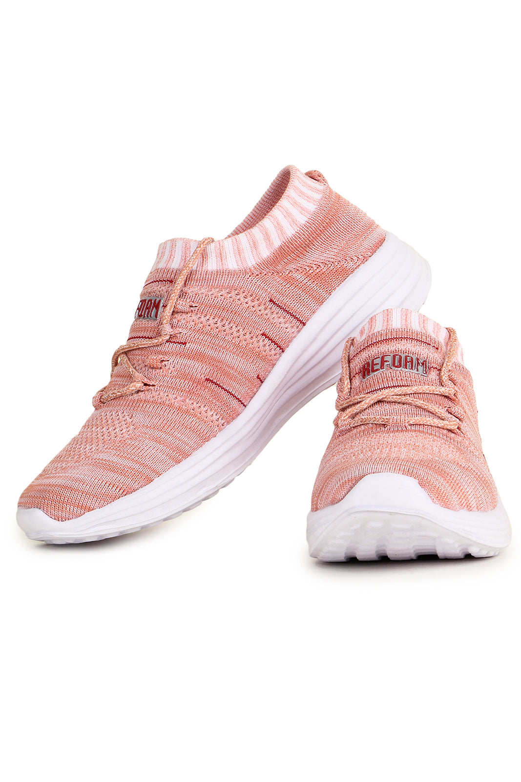 Pink Solid Mesh Lace Up Running Sport Shoes For Women