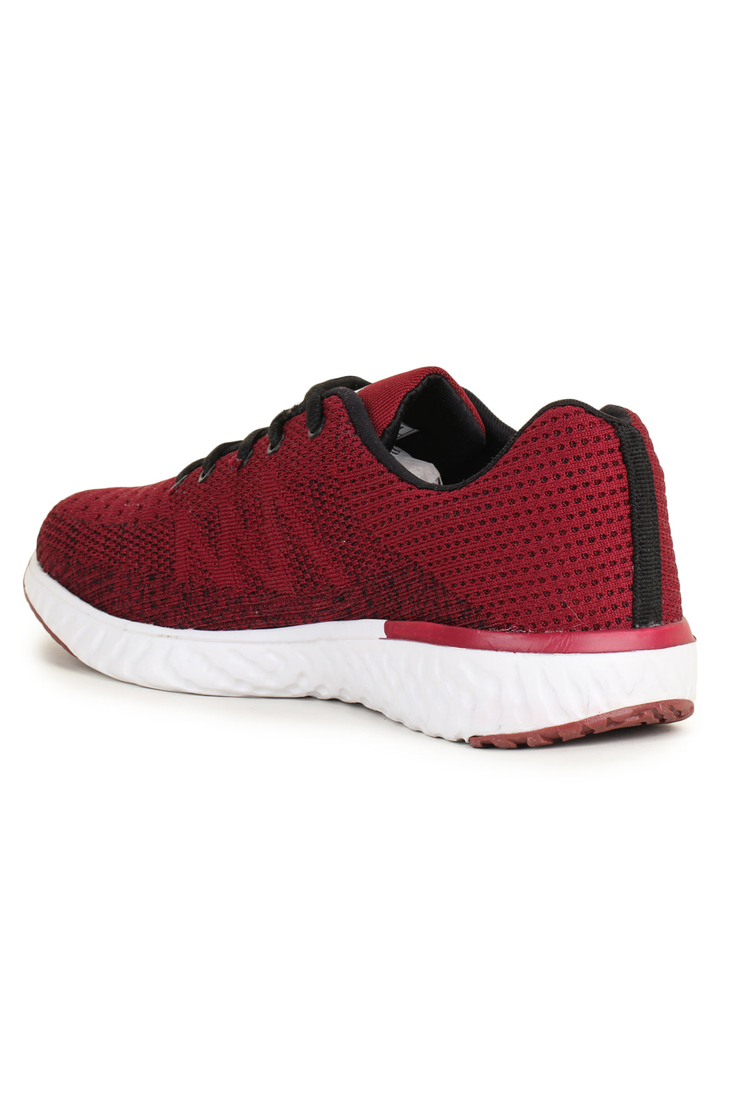 Maroon Solid Mesh Lace Up Running Sport Shoes For Men