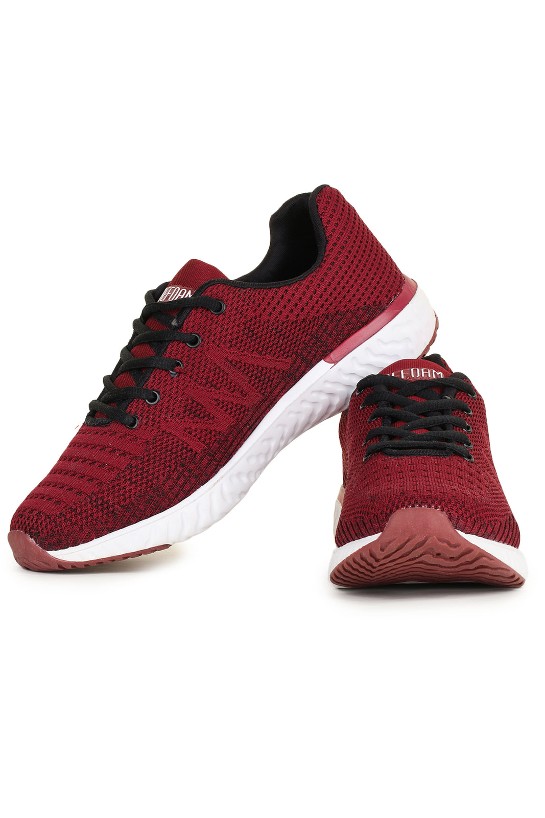 Maroon Solid Mesh Lace Up Running Sport Shoes For Men
