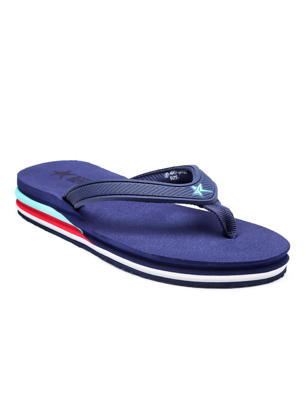 Navy Solid Textile Slip-On Slipper For Women