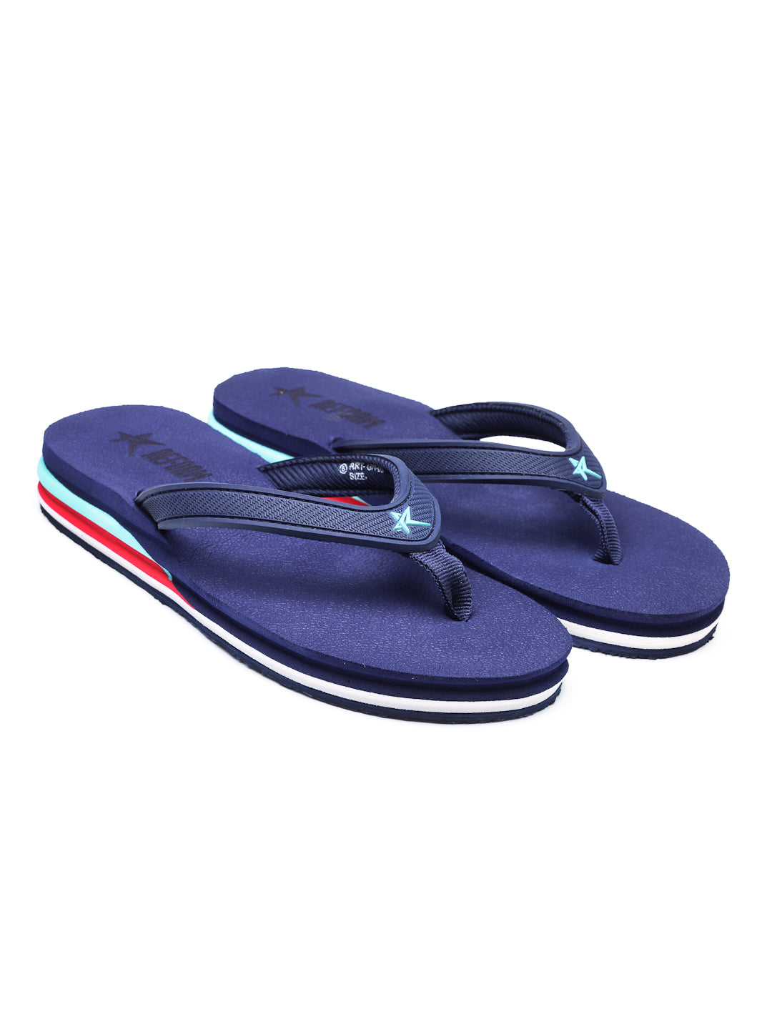 Navy Solid Textile Slip-On Slipper For Women