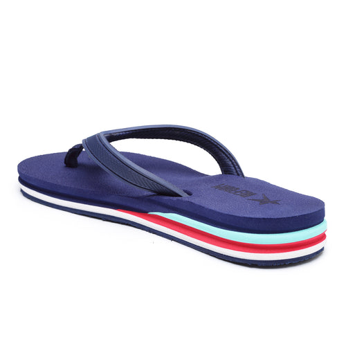 Load image into Gallery viewer, Navy Solid Textile Slip-On Slipper For Women
