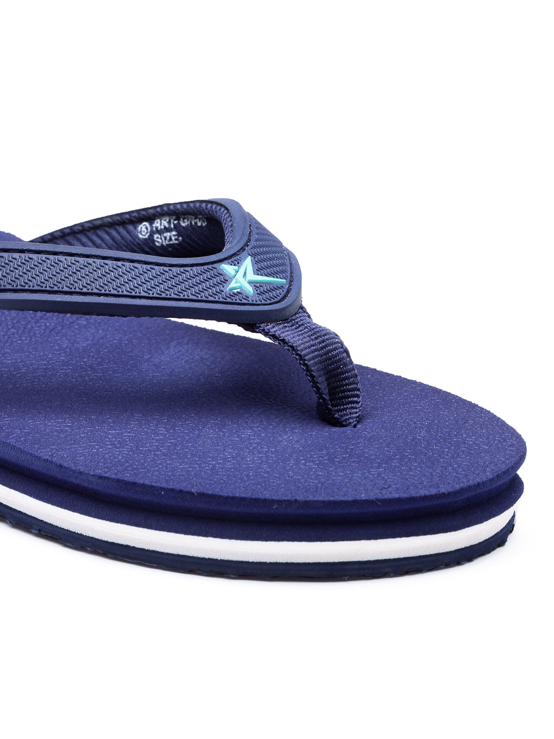 Navy Solid Textile Slip-On Slipper For Women