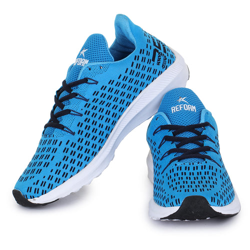 Load image into Gallery viewer, Sky Blue Solid Mesh Lace Up Running Sport Shoes For Men
