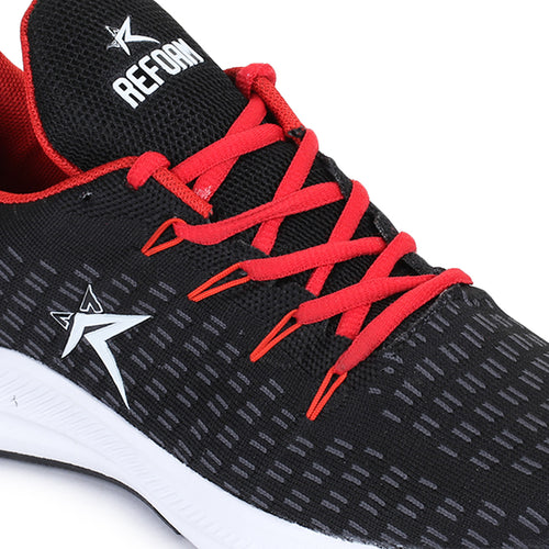 Load image into Gallery viewer, Red Solid Mesh Lace Up Running Sport Shoes For Men
