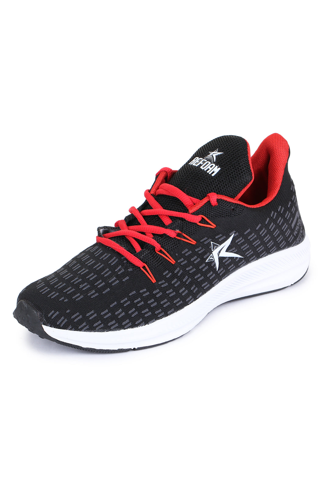 Red Solid Mesh Lace Up Running Sport Shoes For Men