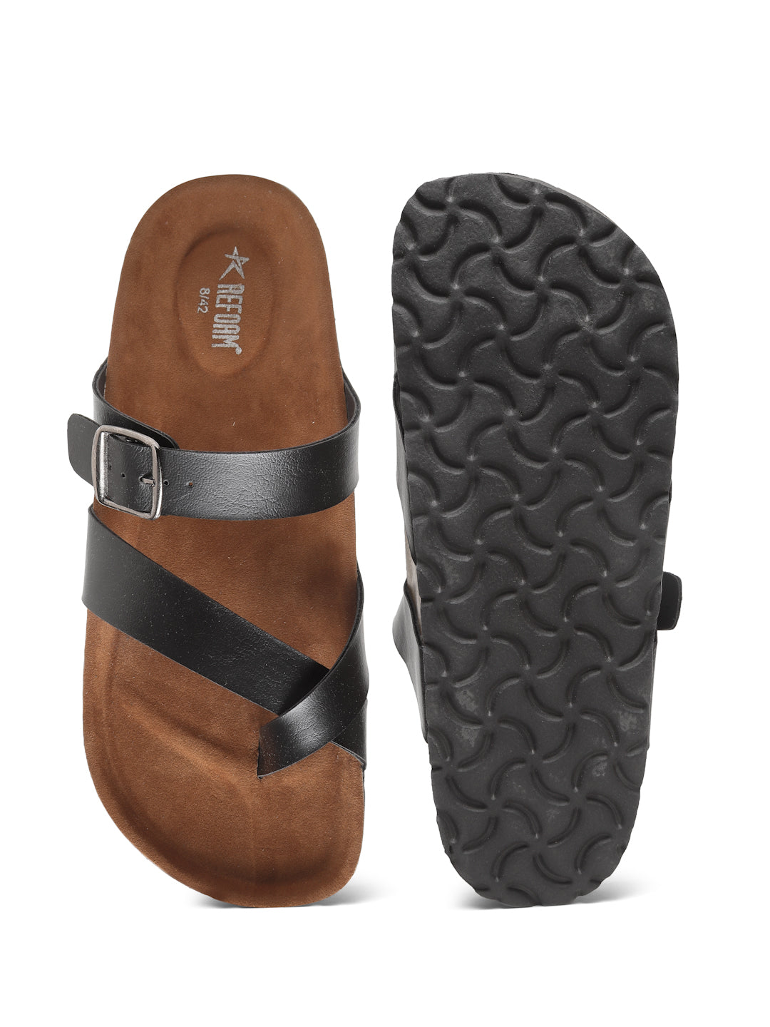 Black Brown Solid Synthetic Leather Slip on Slippers For Men's