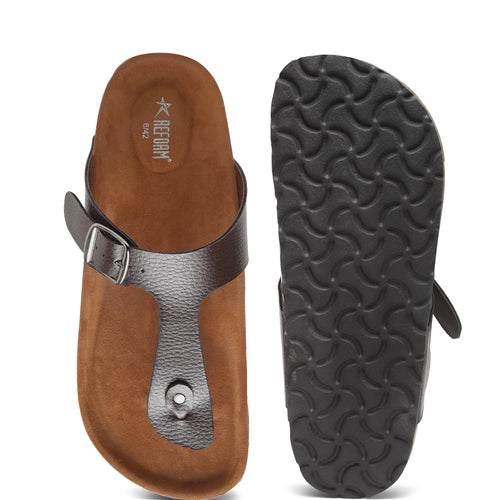 Load image into Gallery viewer, Dark Brown Solid Synthetic Leather Slip on Slippers For Men&#39;s
