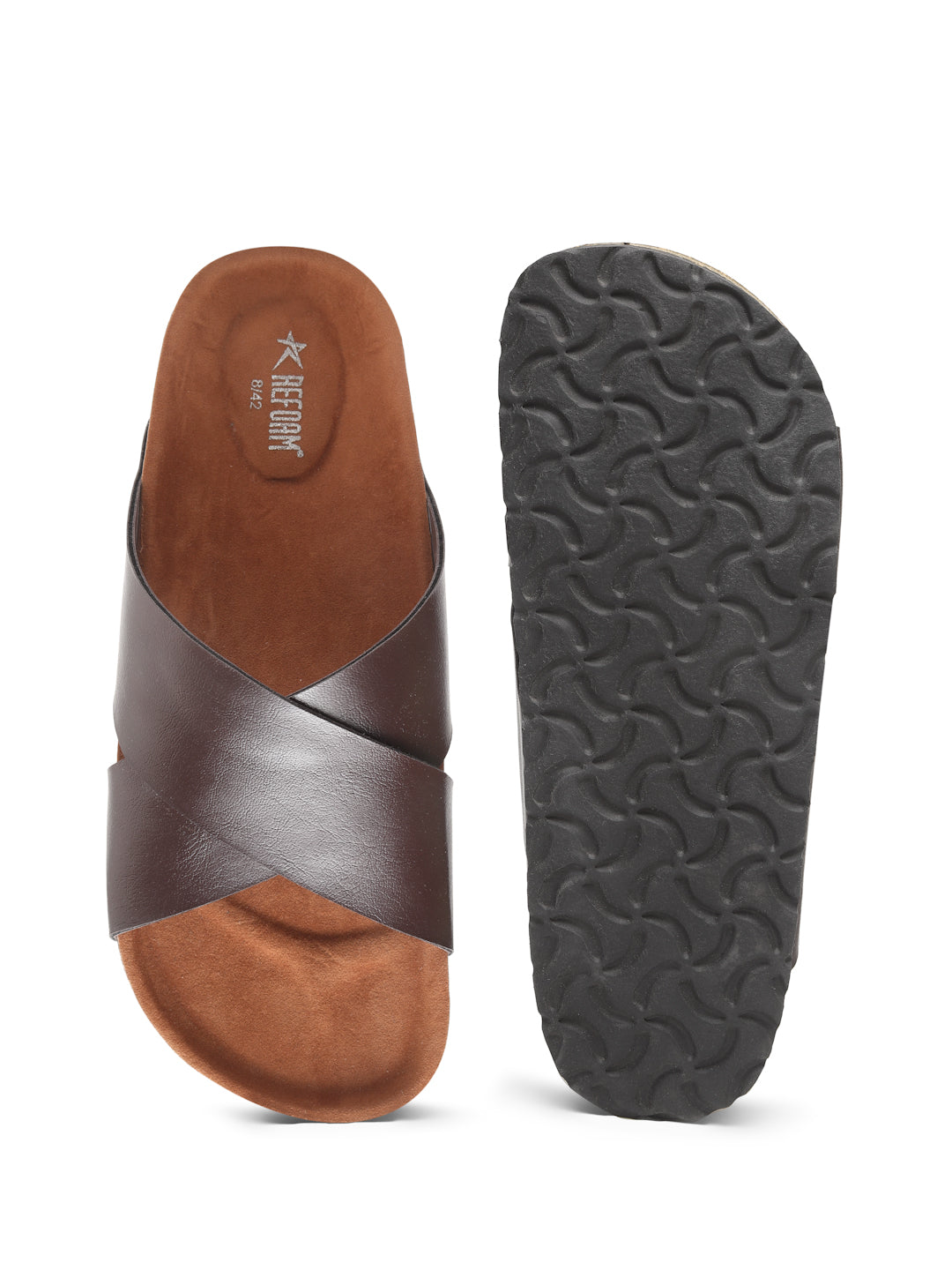 Dark Brown Solid Synthetic Leather Slip on Slippers For Men's