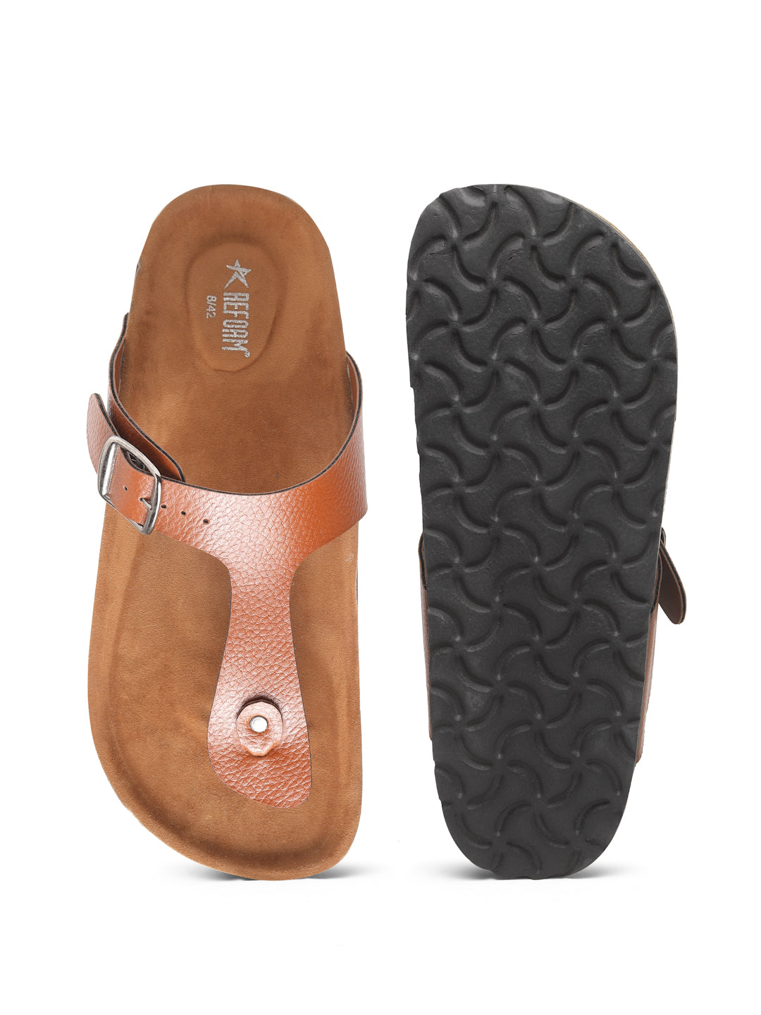 Light Brown Solid Synthetic Leather Slip on Slippers For Men's