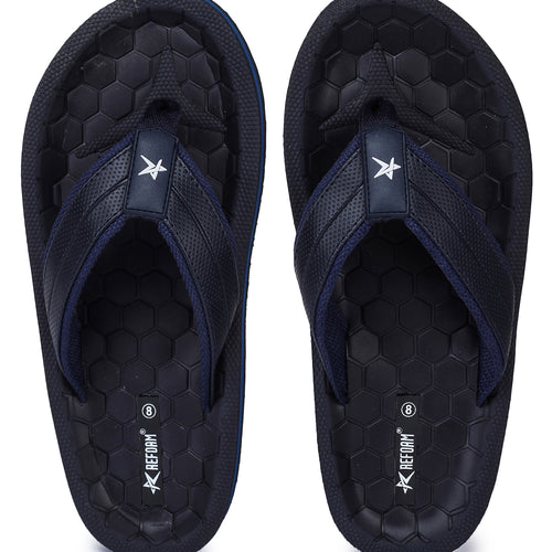 Load image into Gallery viewer, Navy Blue Solid Rubber Slip On Casual Slippers For Men
