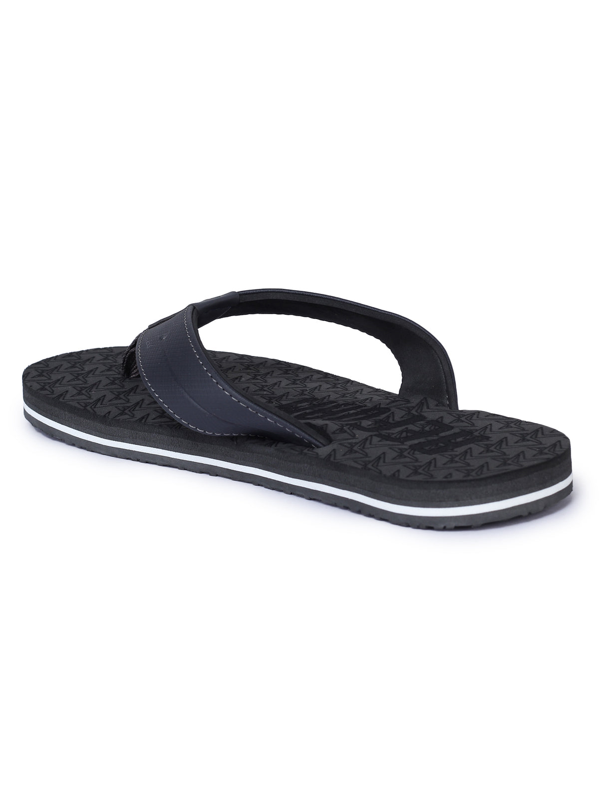 Black Solid Rubber Slip On Casual Slippers For Men