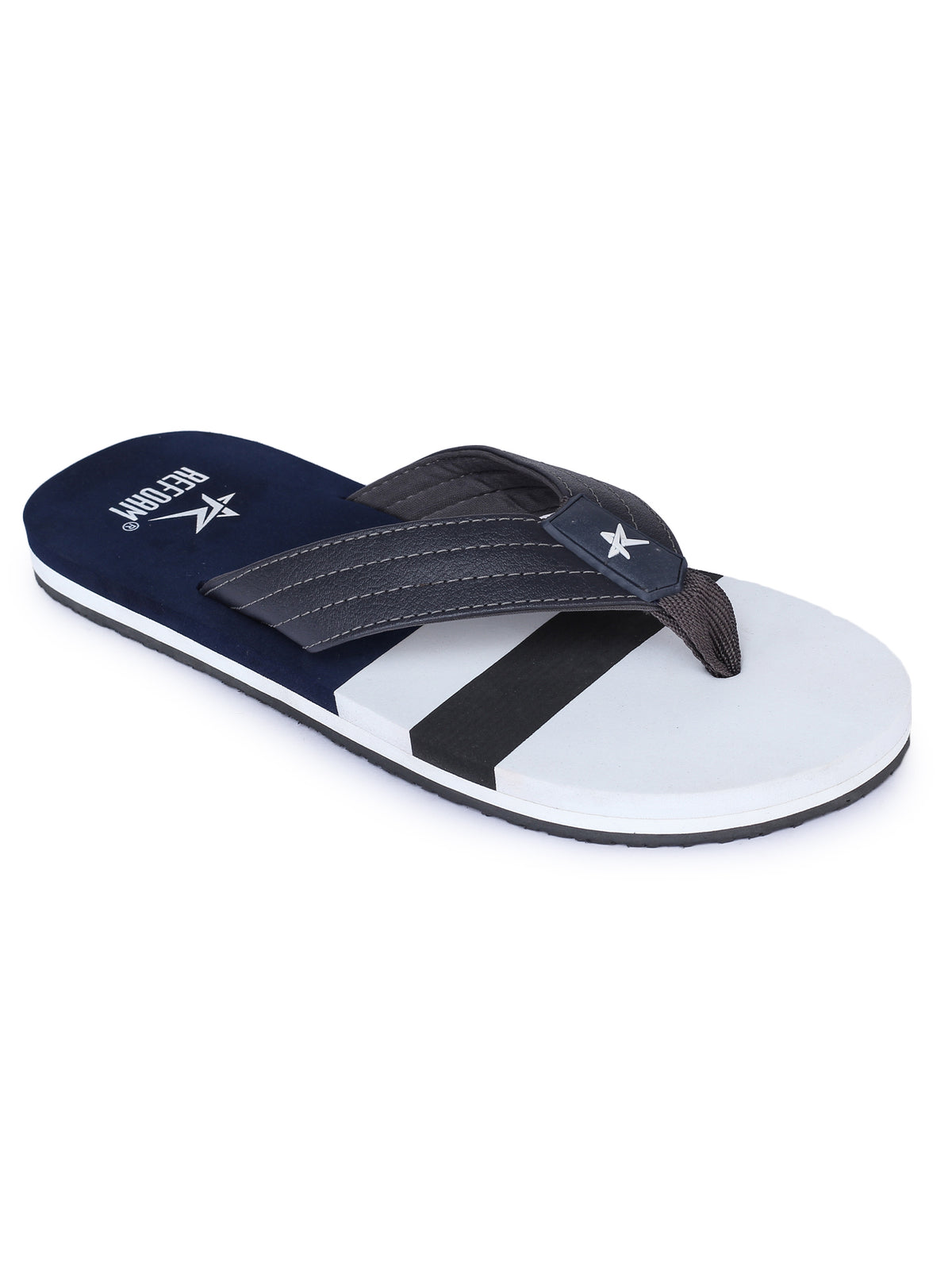 REFOAM White & Blue Rubber Slip On Casual Slippers/Flip-Flops For Men –  Refoam