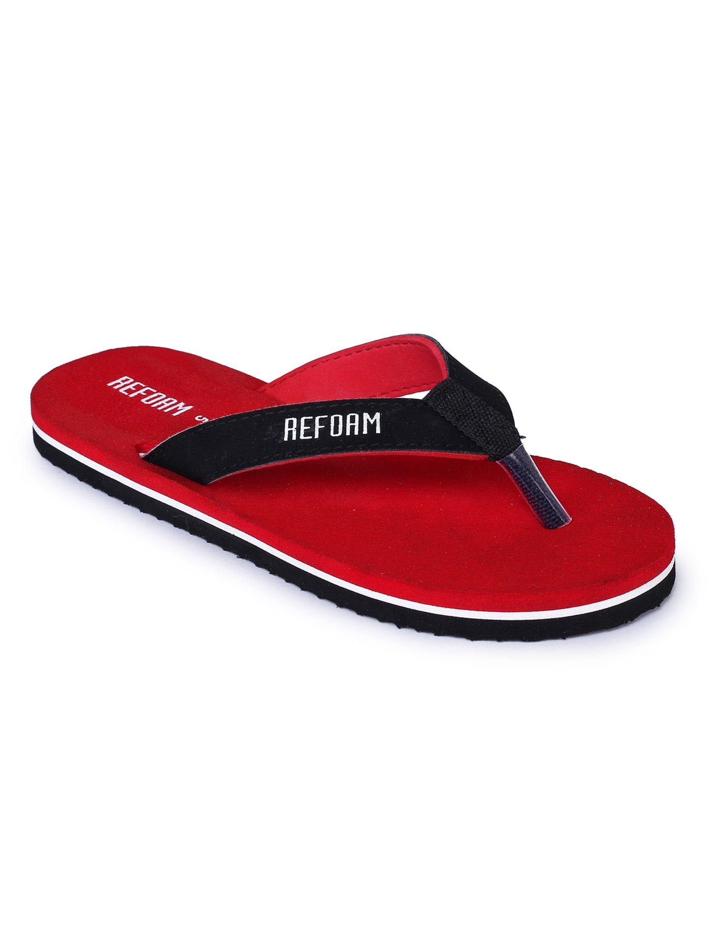 Red Solid Rubber Slip On Casual Slippers For Women