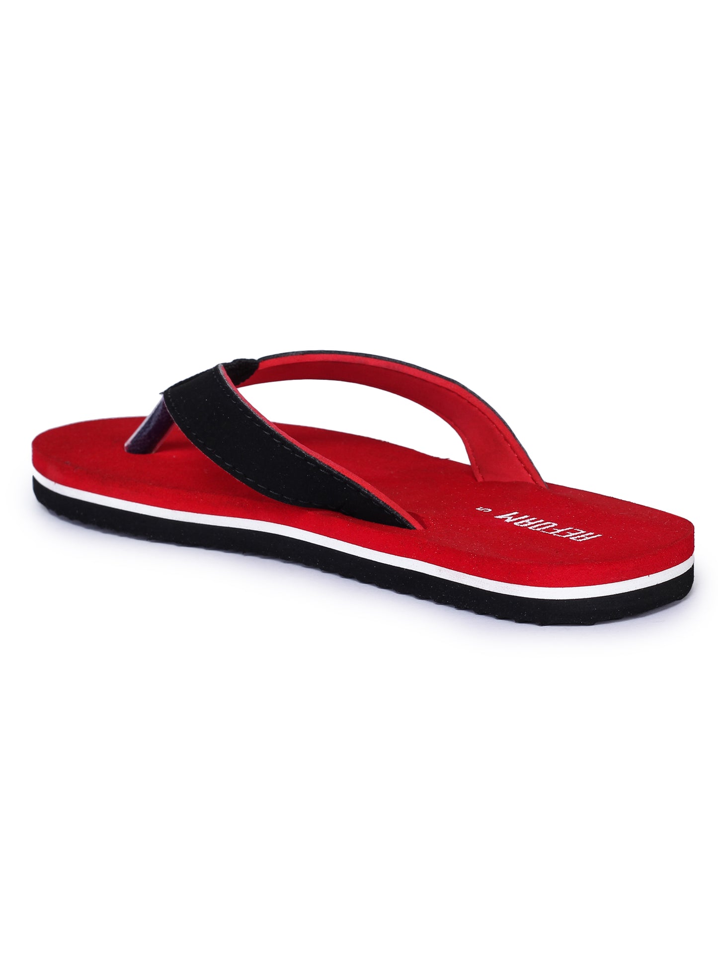 Red Solid Rubber Slip On Casual Slippers For Women