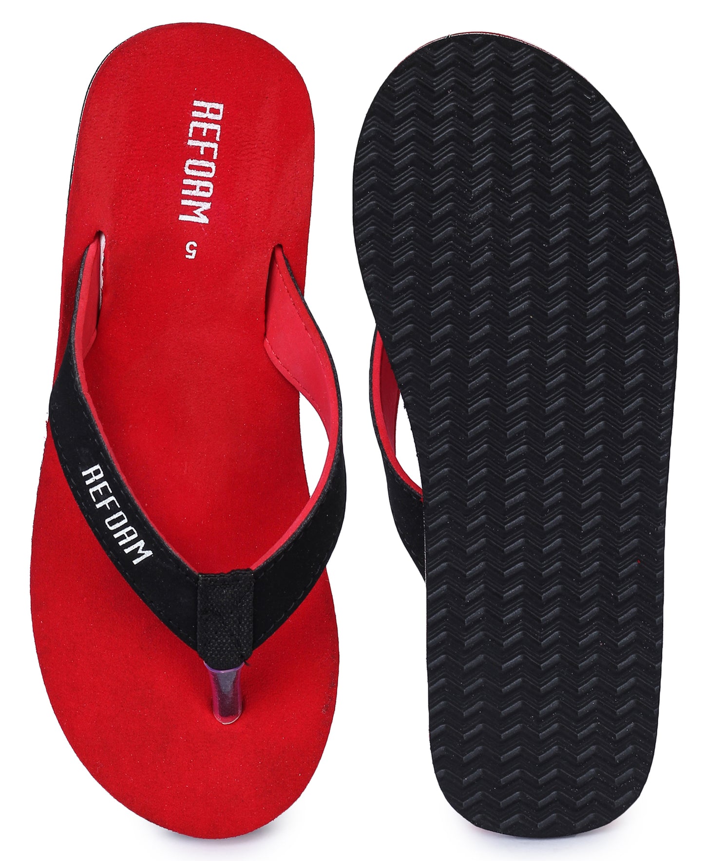 Red Solid Rubber Slip On Casual Slippers For Women