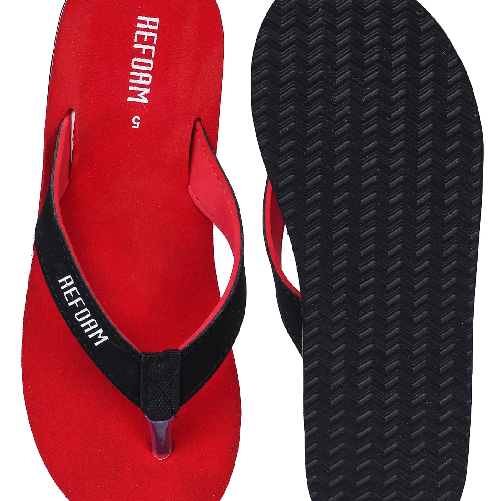 Red Solid Rubber Slip On Casual Slippers For Women